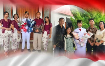 Yohanis Batara Randa bersama istri dan anak-anaknya. Putra mereka, Yosua Batara Randa, bertugas sebagai Paskibraka Kota Kotamobagu pada HUT ke-81 RI 2026, meneruskan jejak sang kakak, Theresia Natalia Batara Randa, yang menjadi Paskibraka pada 2025.