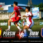Pemain Persin Sinindian (jersey merah) berduel dengan pemain Bintang Muda Matali (jersey putih) dalam salah satu pertandingan sebelumnya. Kedua tim kembali bentrok pada leg pertama semifinal Totabuan Champions League (TCL) 2026 di Stadion Nunuk Matali, Minggu, 2 Agustus 2026, dalam laga bertajuk El Clasico Kotamobagu yang dipanaskan rivalitas panjang, misi balas dendam Persin, serta perbandingan statistik impresif kedua tim sepanjang babak enam besar.