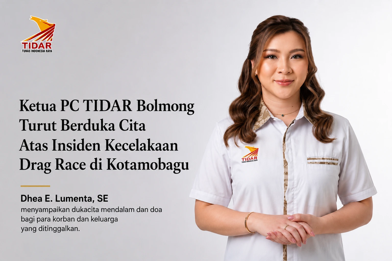 Ketua TIDAR PC Bolmong, Dhea E. Lumenta, SE