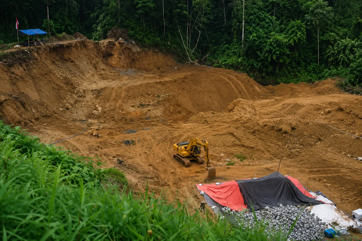 Lokasi yang diduga menjadi kawasan aktivitas Pertambangan Emas Tanpa Izin (PETI) di Lokosina, Desa Dumagin B, Kecamatan Pinolosian Timur, Bolsel.