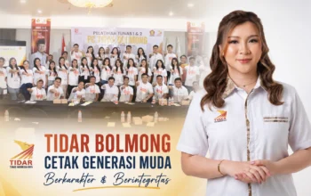 Sukses Gelar Tunas 1 dan 2, Dhea Lumenta Siap Dorong TIDAR Majukan Bolmong 4 Ketua PC TIDAR Kabupaten Bolmong Dhea Eucharisty Lumenta, S.E., bersama peserta Pelatihan Tunas 1 dan 2 TIDAR Bolmong di Hotel Sutan Raja, Sabtu, 8 Agustus 2026. Kegiatan ini menjadi bagian dari penguatan kaderisasi untuk membentuk generasi muda yang berkarakter, berintegritas, dan siap berkontribusi bagi kemajuan Bolaang Mongondow.