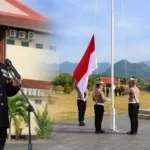 Kapolres Boltim AKBP Golfried Hasiholan bertindak sebagai Inspektur Upacara HUT ke-81 Kemerdekaan RI di halaman Polres Boltim, Senin, 17 Agustus 2026. Foto: Humas Polres Boltim