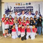 Kontingen atlet karate Inkanas Kabupaten Bolaang Mongondow Selatan foto bersama usai meraih 18 medali pada Kejuaraan Kajati Sulut Cup V 2026 di Kota Bitung, Minggu, 13 September 2026.