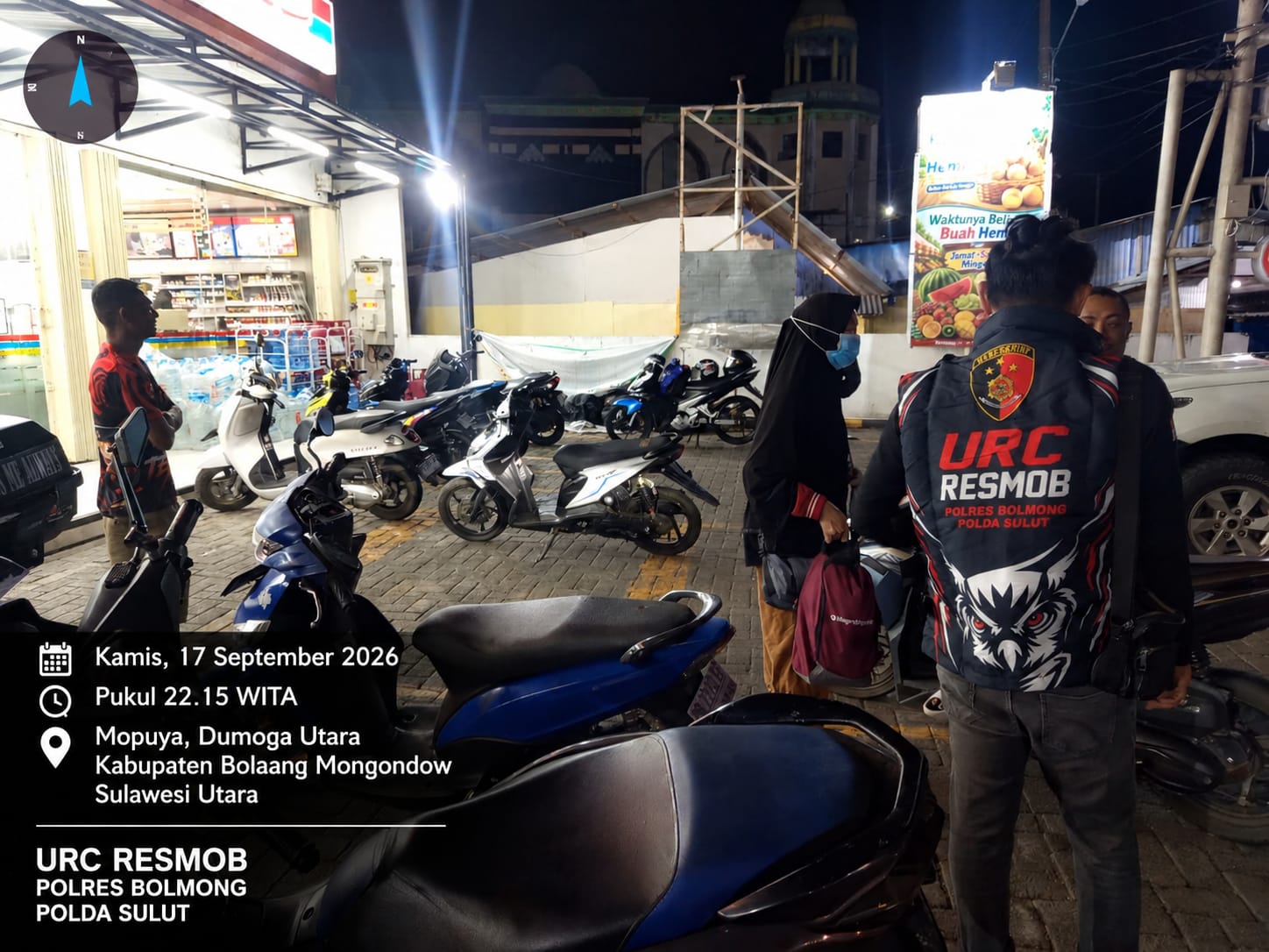 Tim URC Resmob Polres Bolmong bersama Patroli Presisi melaksanakan patroli cipta kondisi untuk menjaga keamanan dan ketertiban masyarakat di wilayah hukum Polres Bolmong, 17 September 2026. Foto: Tim URC Polres Bolmong