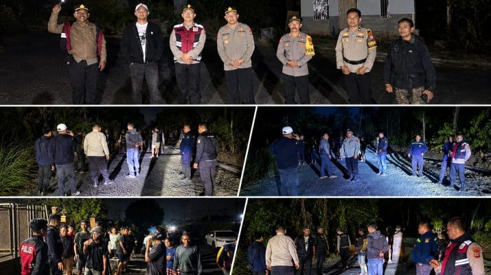 Aparat Polres Kotamobagu bersama personel gabungan melakukan pengamanan dan pemantauan di wilayah Upai, Kecamatan Kotamobagu Utara, Kamis, 24 September 2026 dini hari, setelah sekitar 50 pemuda asal Popo diamankan guna mencegah potensi bentrokan.