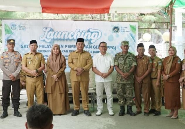 Ketua DPRD Bolsel Ariffin Olii saat menghadiri launching dan sosialisasi Program Makan Bergizi Gratis di SPPG Desa Deaga, Kecamatan Pinolosian Tengah, Selasa, 15 September 2026. Foto: Iswandi/Sulutplus