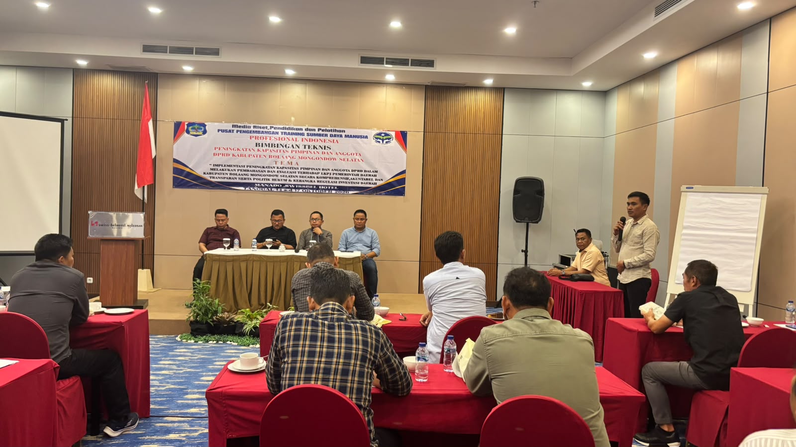 Pimpinan dan anggota DPRD Bolaang Mongondow Selatan (Bolsel) mengikuti Bimbingan Teknis (Bimtek) di Swiss-Belhotel Manado, 14–17 Oktober 2026, untuk memperkuat pemahaman fungsi legislasi, anggaran, dan pengawasan.